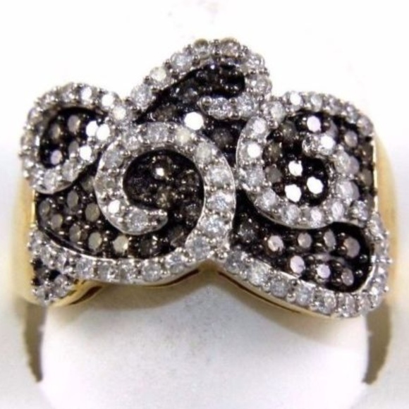 Round Diamond Cluster Filigree Ring 14K YG 1.11Ct